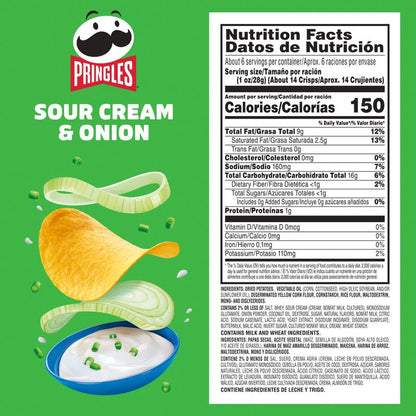 Pringles Sour Cream & Onion Potato Crisps Chips 5.5oz