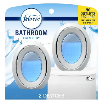 Febreze Bathroom Air Freshener, Linen & Sky Scent, 2 Count