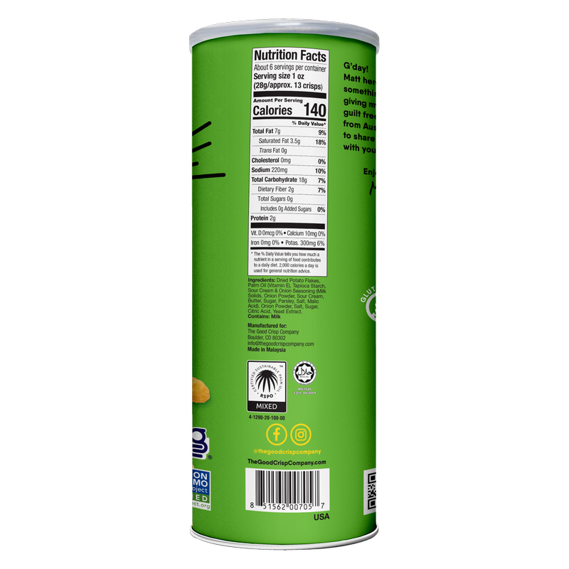The Good Crisp Company Sour Cream & Onion Potato Crisps 5.6oz