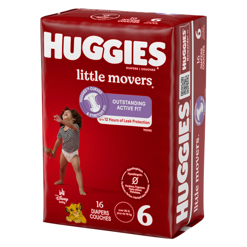 Huggies Little Movers Baby Diapers, Size 6 (35+ lbs), 16 Ct