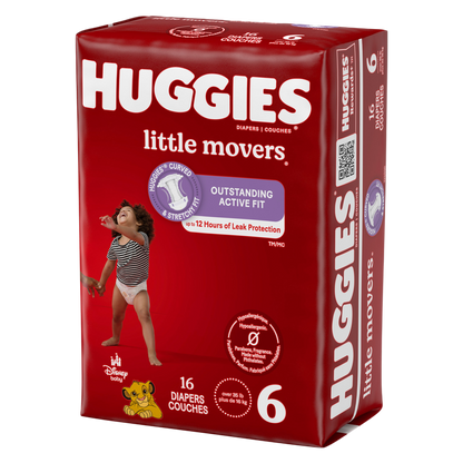 Huggies Little Movers Baby Diapers, Size 6 (35+ lbs), 16 Ct