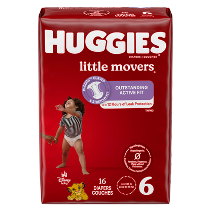Huggies Little Movers Baby Diapers, Size 6 (35+ lbs), 16 Ct