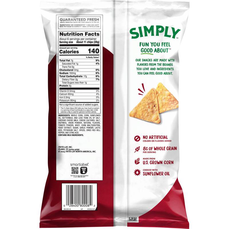 Simply Doritos White Cheddar Nacho 5.5oz 