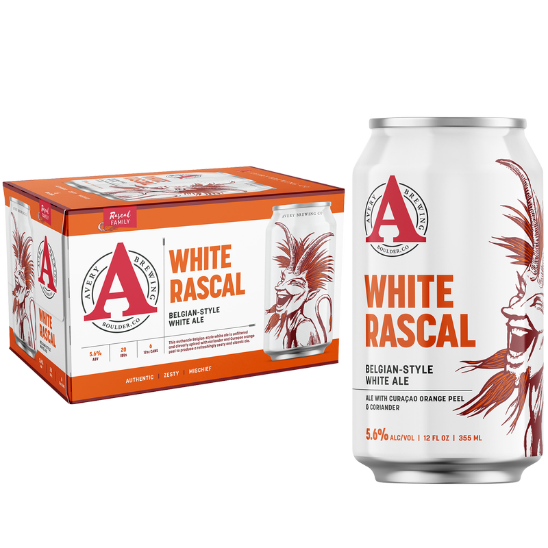 Go Rascal White Logo Avery White Rascal 6pk 12oz Can 5.6% ABV - Avery Brewing – BevMo!