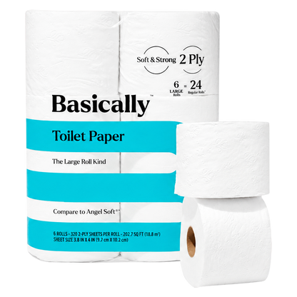Basically 6ct Large Roll Soft Toilet Paper