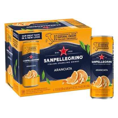 San Pellegrino Italian Sparkling Drink Aranciata Orange 6pk 330ml Can