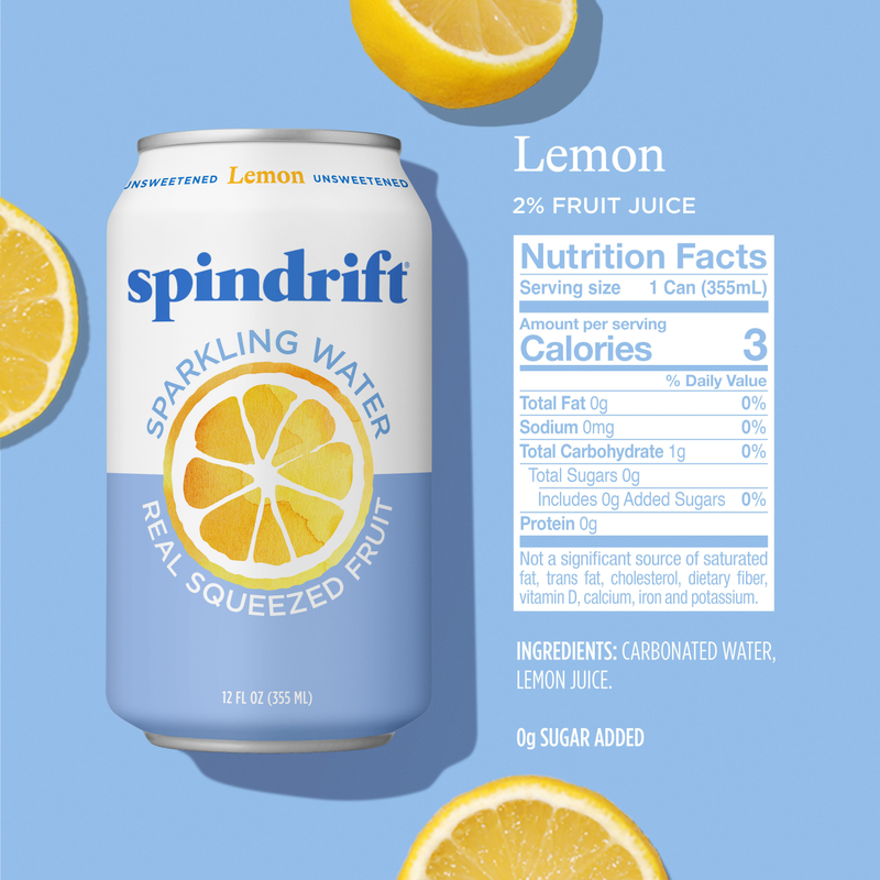 Spindrift Lemon Sparkling Water 8pk 12oz can