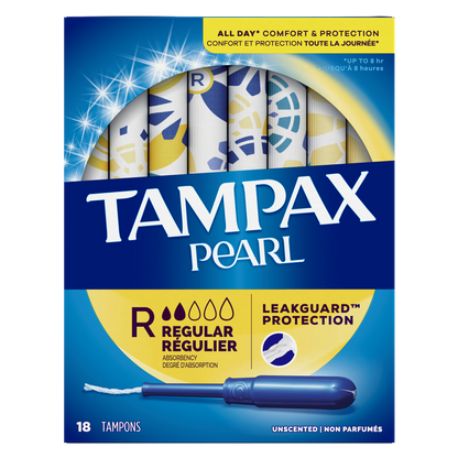 Tampax Pearl Plastic Tampons Regular Unscented 18ct