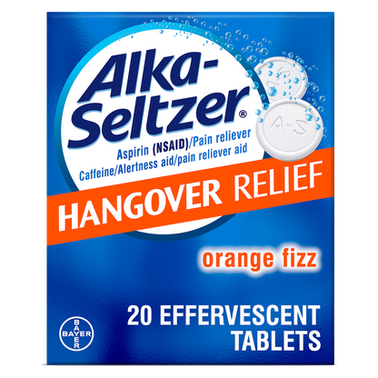 Alka-Seltzer Hangover Relief Effervescent Tablets Formulated for Fast Relief of Headaches, Body Aches and Mental Fatigue 20ct