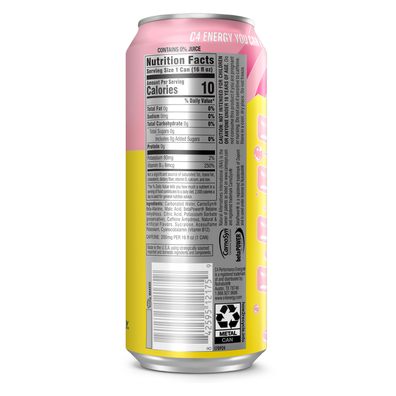 C4 Energy Zero Sugar Strawberry Blast 16oz Can - C4 – BevMo!