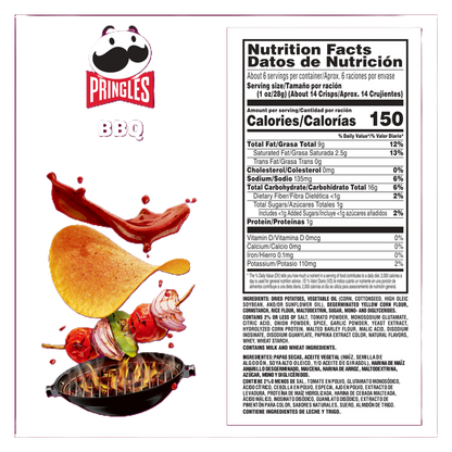 Pringles BBQ Potato Crisps Chips, 5.5oz