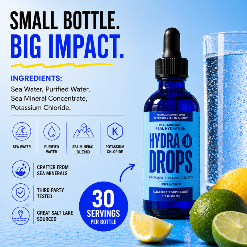 Hydra Drops Liquid Hydration Electrolyte Drops, 1 Bottle