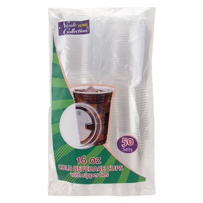 Cold Beverage Cup with Sipper Lids, 50ct