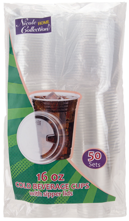 Cold Beverage Cup with Sipper Lids, 50ct