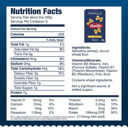 Barilla Farfalle Pasta 16 oz