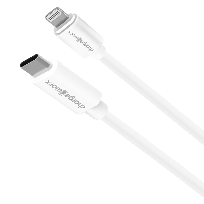 Chargeworx Power Delivery Lighting to Type C Cable 6ft White