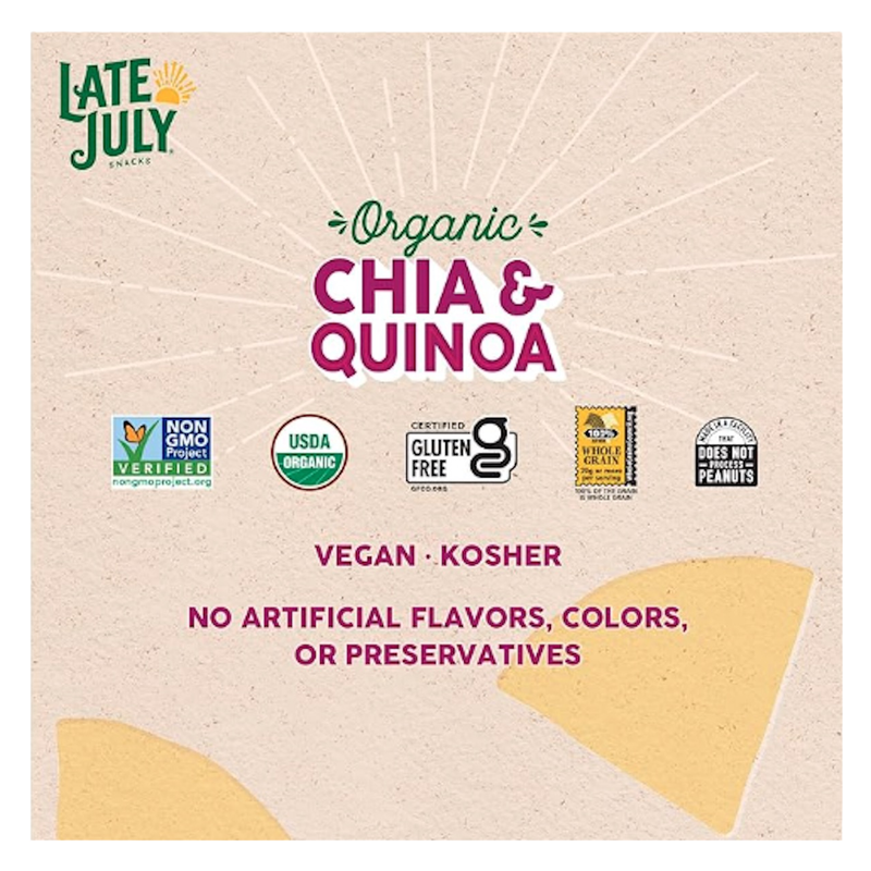 Late July Snacks Thin and Crispy Organic Tortilla Chips with Chia and Quinoa 10.1oz