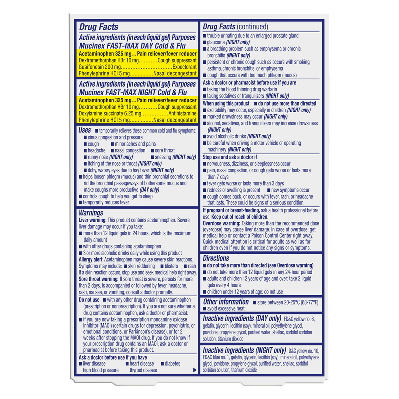 Mucinex Sinus-Max Liquid Gels - Day & Night 24 ct