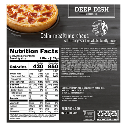 Red Baron Frozen Deep Dish Pepperoni Single Pizzas 2ct 11.2oz