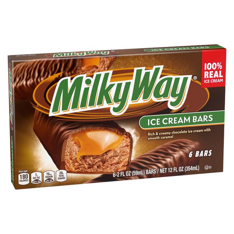 MILKY WAY Caramel and Chocolate Ice Cream Bars, 6 Pack, 2 Oz Bars