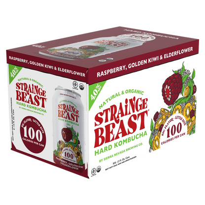Strainge Beast Raspberry Golden Kiwi Elderflower Kombucha 6pk 12oz