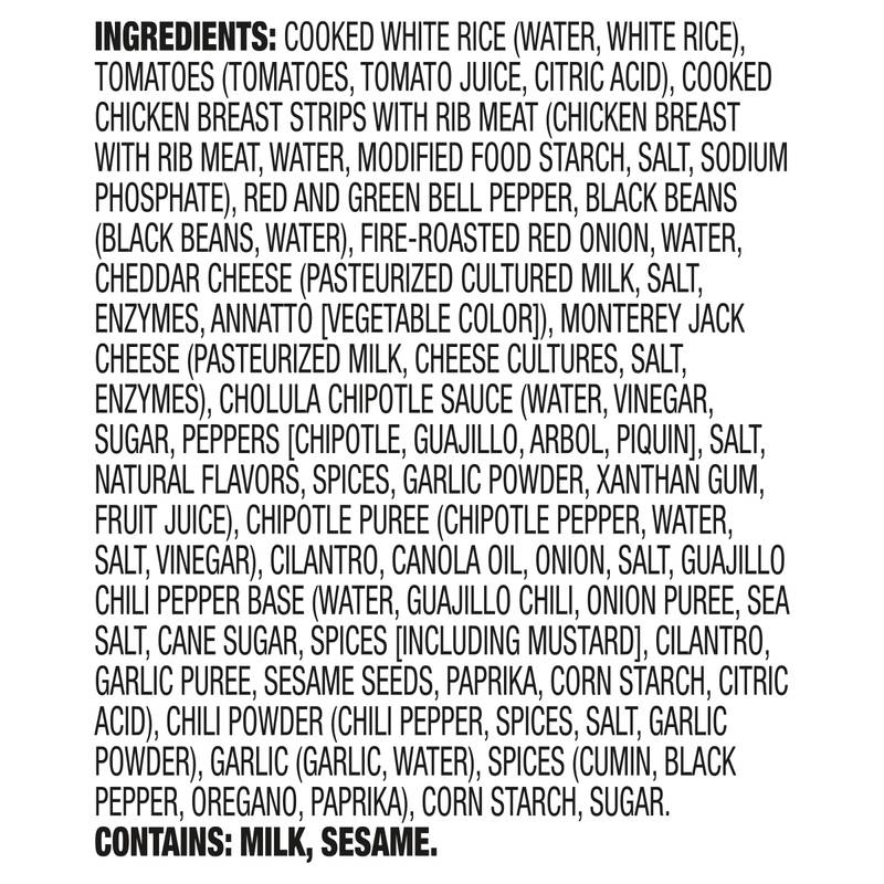 Cholula Frozen Smoky Chicken Chipotle Bowl, 9oz