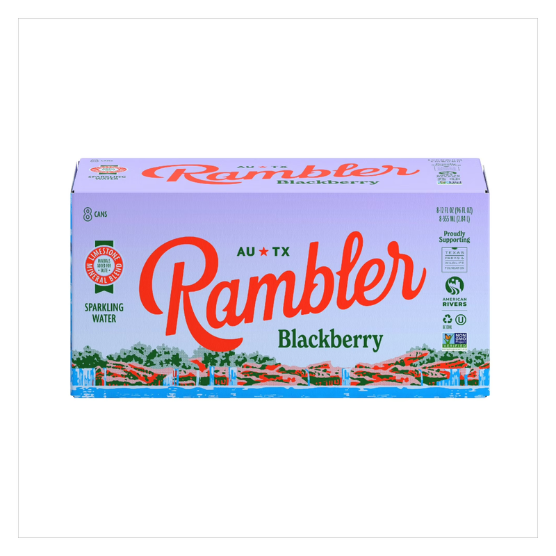 Rambler Sparkling Water Blackberry 8pk 12oz Can