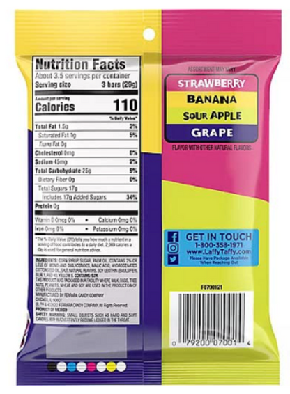 Laffy Taffy Mini Bar Assorted Bag, 3.5oz