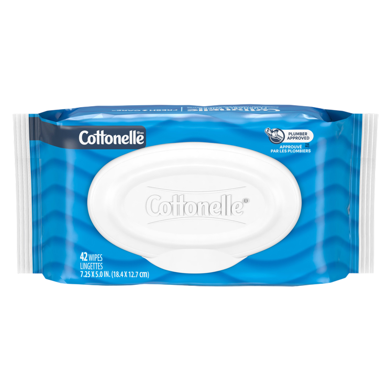 Cottonelle Fresh Care Flushable Wet Wipes, Adult Wet Wipes, 2 Flip-Top Packs, 42 Wipes Per Pack (84 Total Wipes)