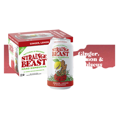 Strainge Beast Hard Kombucha Ginger Lemon Hibiscus 6pk 12oz Can