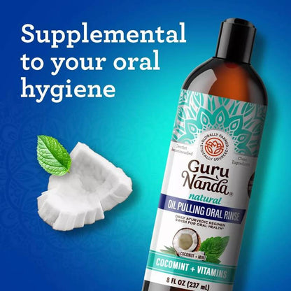 GuruNanda, Natural Whitening Pulling Oil, Coconut + Mint, 8 Fl Oz