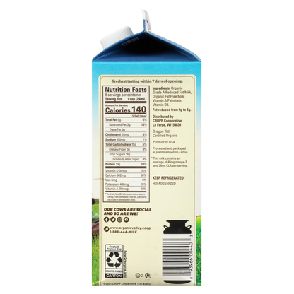 Organic Valley 2% Reduced Fat Milk 1/2 Gallon CA
