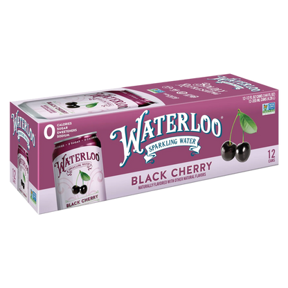 Waterloo 12pk Black Cherry Sparkling Water 12oz Can