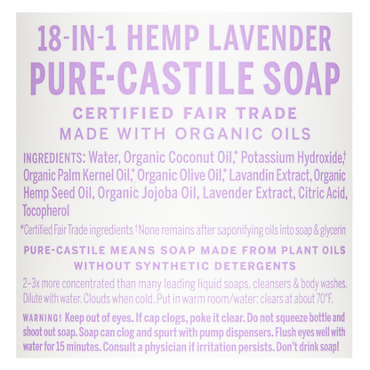 Dr. Bronner's 18-In-1 Hemp Pure-Castile Soap Lavender  32oz