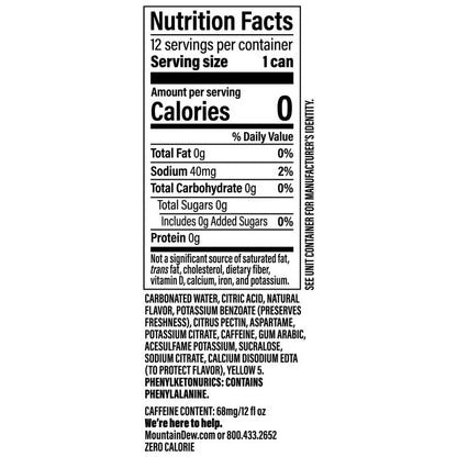 Mountain Dew Zero 12pk 12oz Can