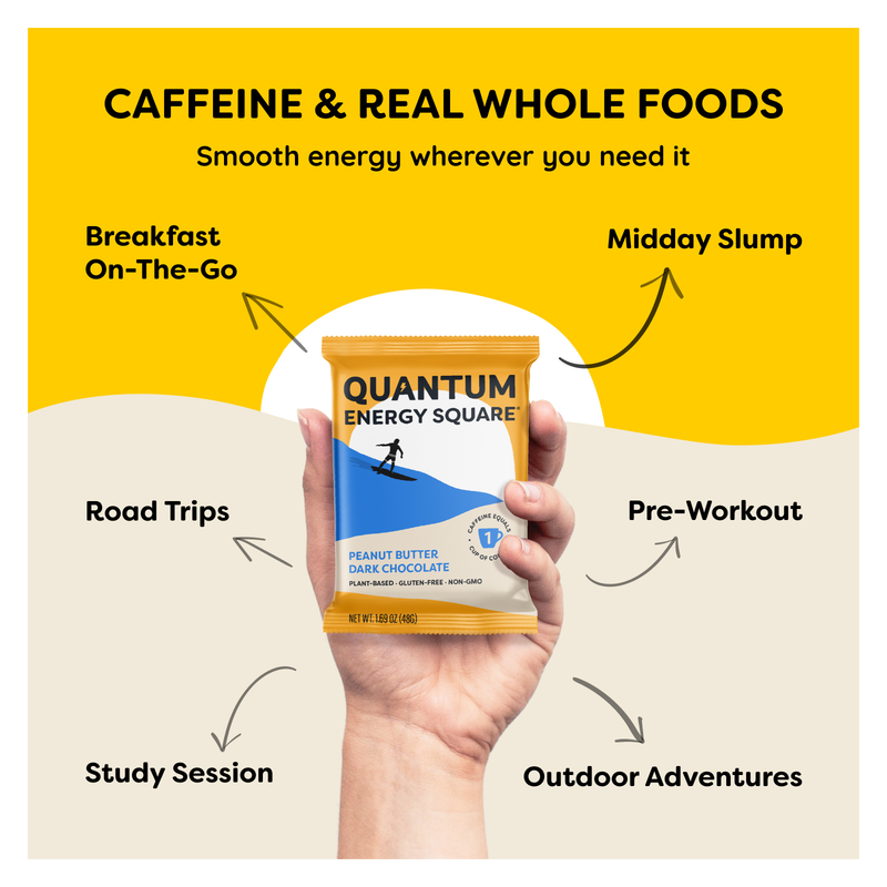 Quantum Energy Square Peanut Butter Dark Chocolate Bar 1.69oz