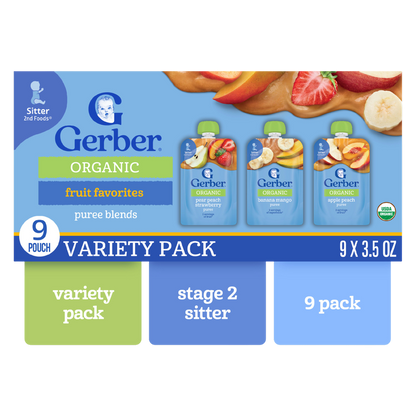 Gerber Organic Fruit Pouch 9ct Value Pack