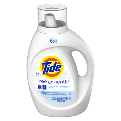Tide Free & Gentle Liquid Laundry Detergent HE Compatible 92oz