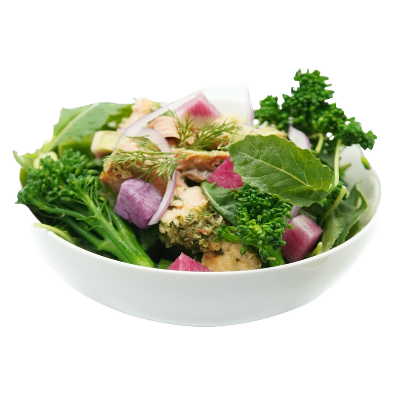 Salmon Kale Salad by Positive Food Co