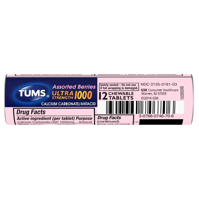Tums Assorted Berries Ultra Antacids 12ct - Tums – BevMo!