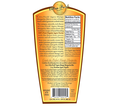 Citra Agave Mango Margarita Mix 750ml Btl