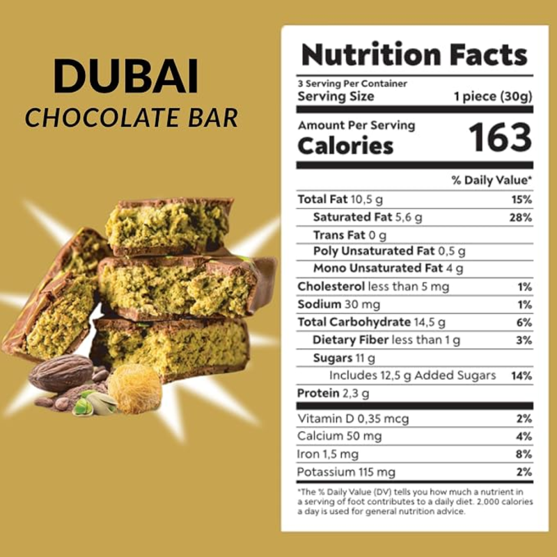 Carian's Premium Dubai Chocolate Bar, 3.35 oz
