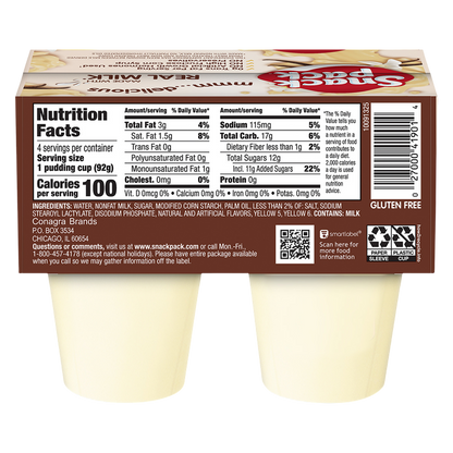 Snack Pack Vanilla Pudding - 4ct