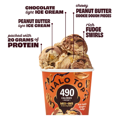 Halo Top Mix-In Peanut Butter Cookie Dough and Fudge, 16 fl oz
