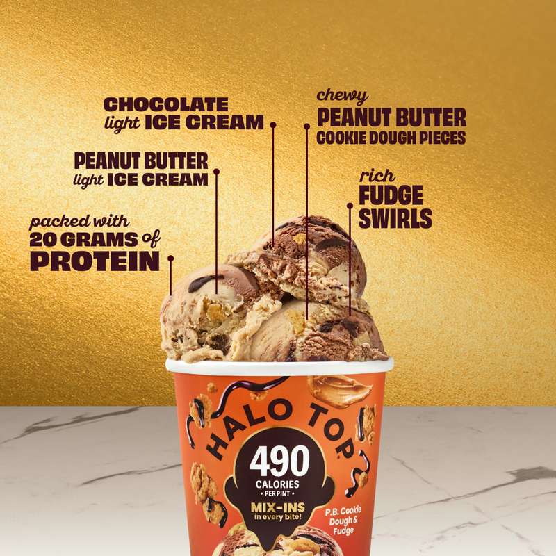 Halo Top Mix-In Peanut Butter Cookie Dough and Fudge, 16 fl oz