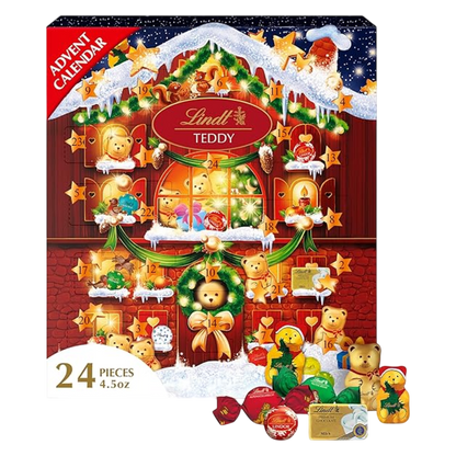 Lindt Holiday Teddy Assorted Chocolate Candy Advent Calendar, 4.5 oz.