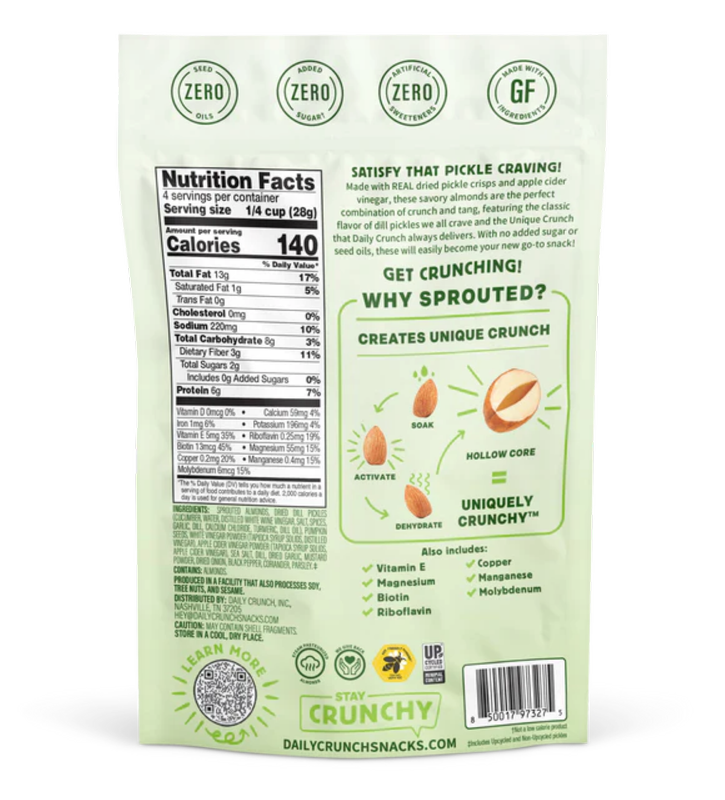 Daily Crunch Dill Pickle Sprouted Almonds + Pepitas, 4 oz