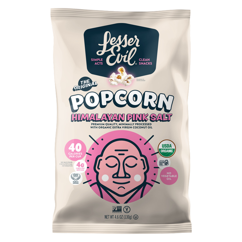LesserEvil Organic Popcorn, Himalayan Pink Salt, 4.6oz