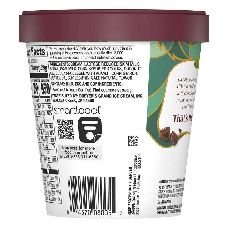 Häagen-Dazs Mint Chip Ice Cream, 14 Oz.