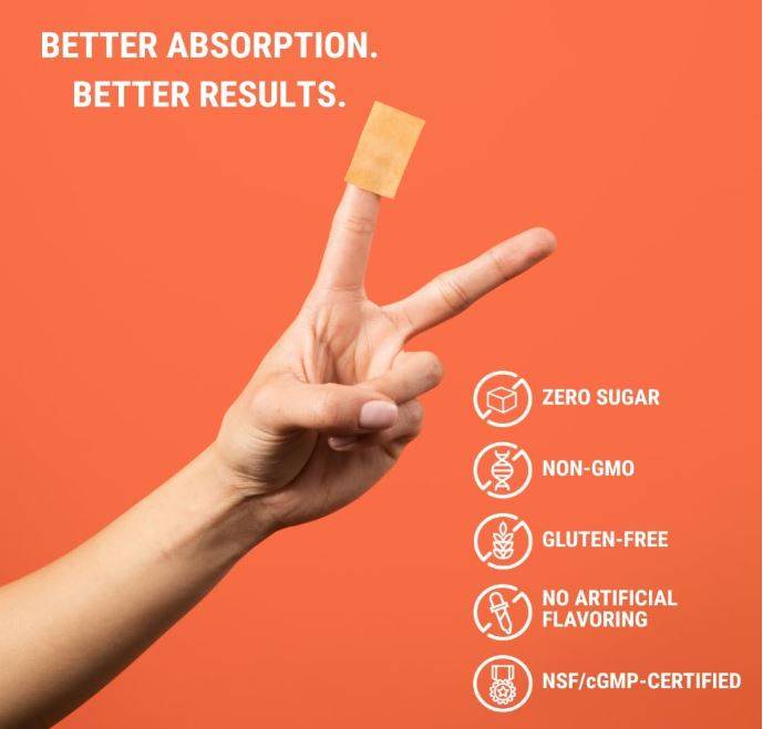 Nutrics Fast-Acting Immunity Support Oral Strips 30ct. Vitamin C + Zinc + B Vitamins, No Water, Zero Sugar